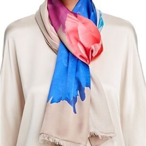 Echo Stacked Floral Oblong Scarf. NEW